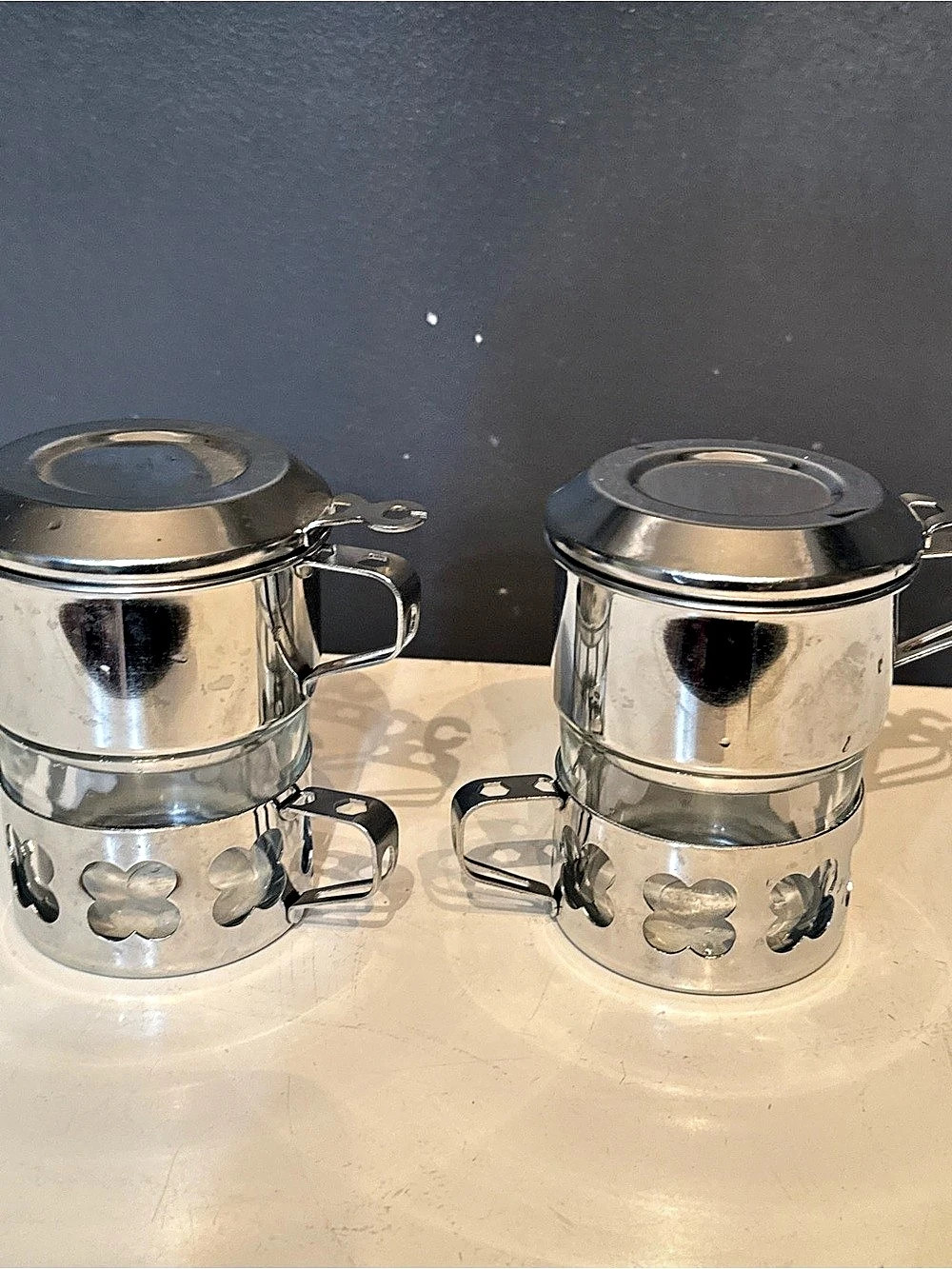 Two Vintage French Duralex Single-Serve Coffee Maker from the sixties made in Fr
